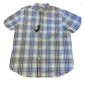 Roundtree Yorke Seersucker Plaid Men's Shirt Cooler Comfort Size Large